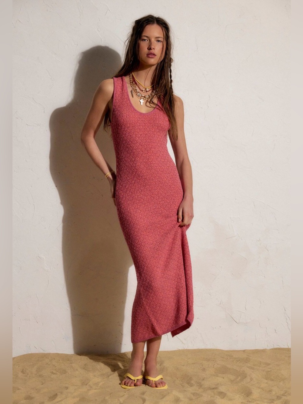 NWOT 🔖Free People Free-Est Genie Sweater Midi Dress Pink Fizz XS Cutout Back